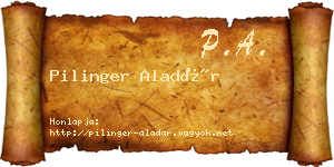 Pilinger Aladár névjegykártya